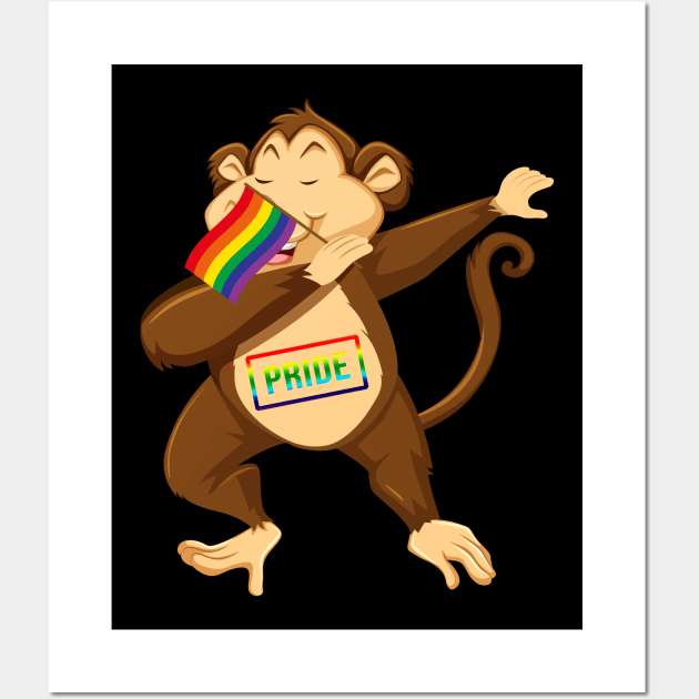 Funny Monkey Dabbing Pride LGBT Gay Be Lesbian Wall Art by kateeleone97023